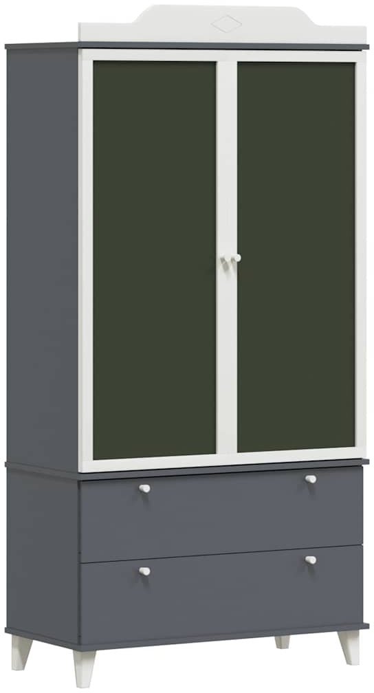 vidaXL Szafa z tablicą z szufladą szaro-biały Materiał drewnopochodny