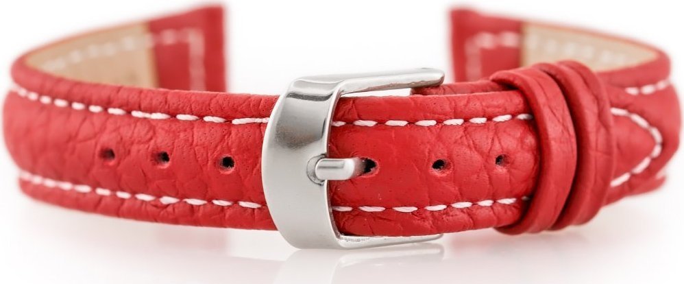 Pasek skórzany do zegarka W71 - czerwony - 12mm