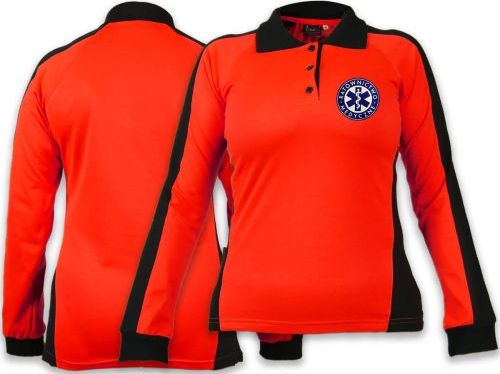 North Wind + medical Koszulka Polo FLUO damska RATOWNICTWO MEDYCZNE niebieskie logo z długim rękawem