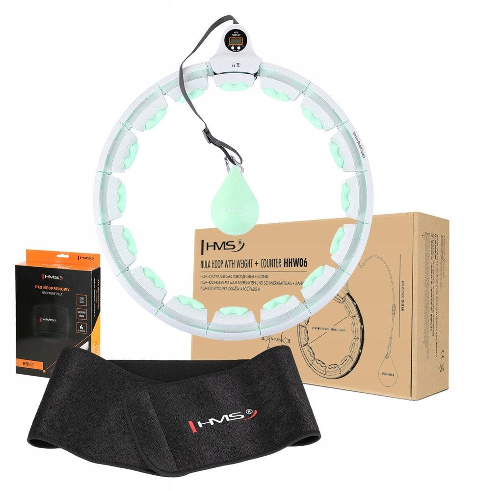 ZESTAW HULA HOP HHW06 GREEN Z PIŁKĄ GRAWITACYJNĄ I LICZNIKIEM HMS + PAS BR163 BLACK