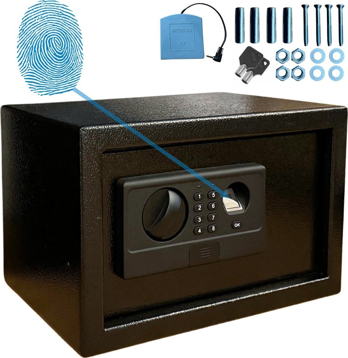 Total shopping Sejf Biometryczny Na Odcisk Palca Kod Klucz Awaryjny Zasilacz Baterii