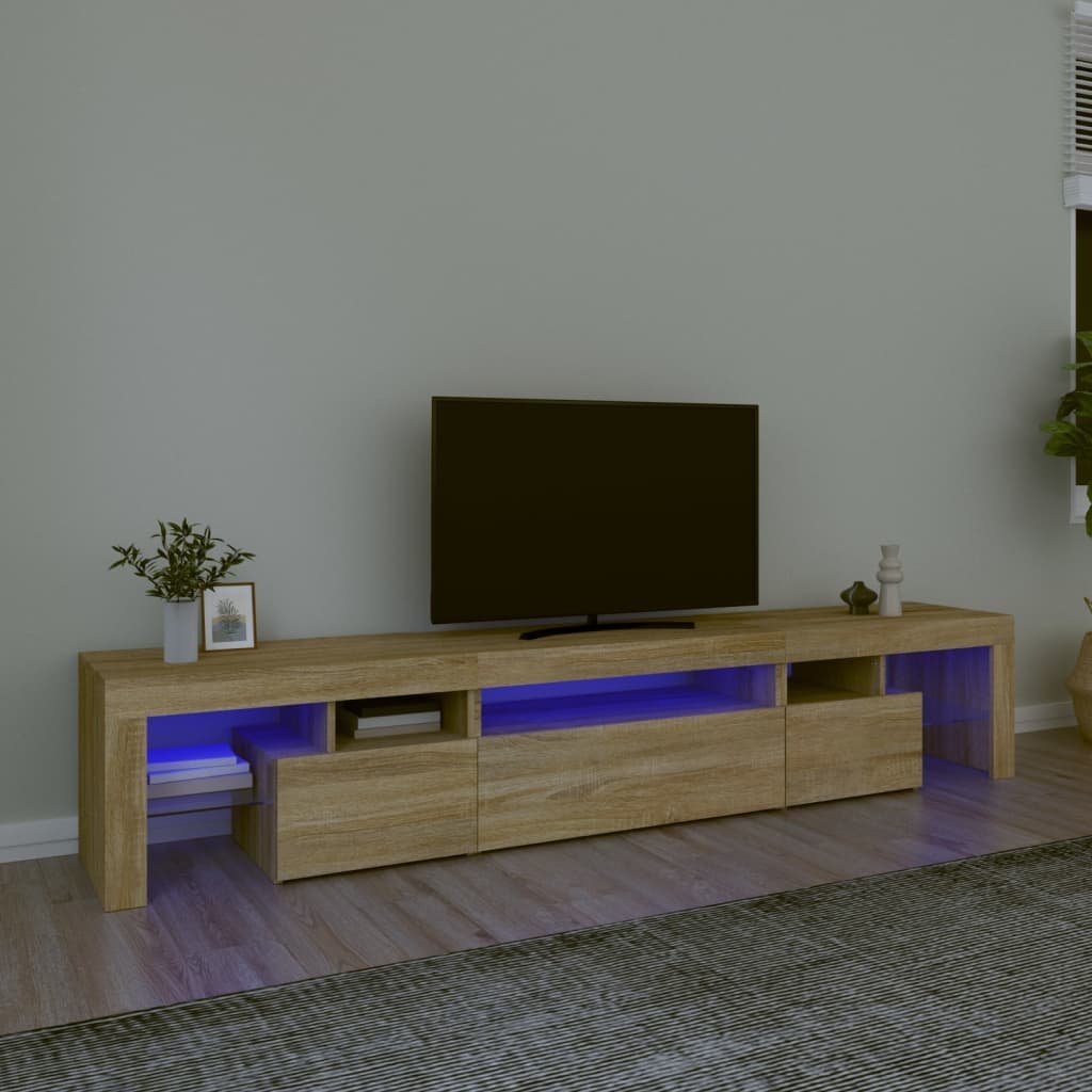 vidaXL vidaXL Szafka pod TV z oświetleniem LED, dąb sonoma 215x36,5x40 cm