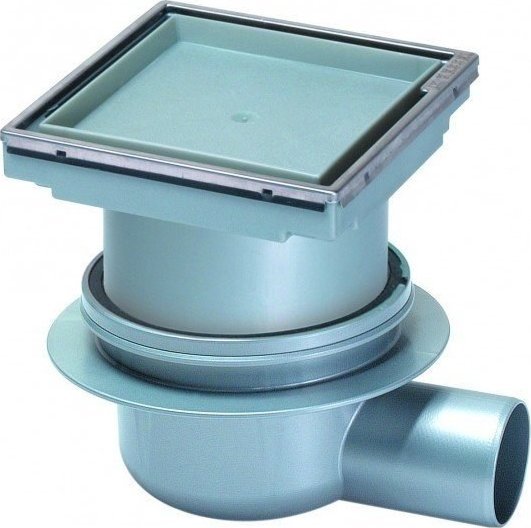 Kessel Wpust Classic, DN50, odpł.boczny, z pokrywą pod płytkę 110x110 i ramą ze stali nierdz.