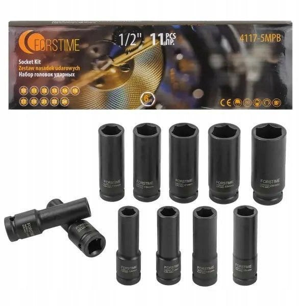 Zestaw nasadek udarowych głębokich 1/2" 11el. (6-kątnych) (10-24mm)