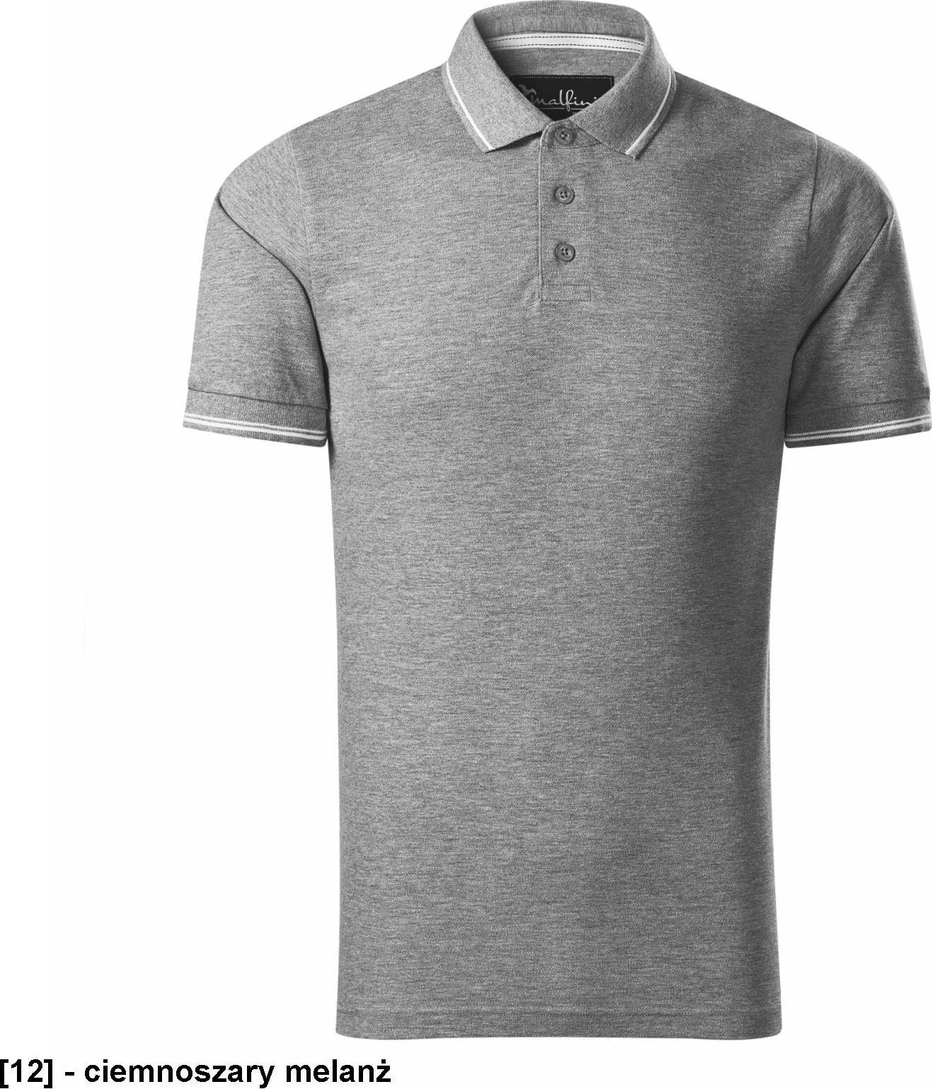 MALFINI Perfection plain 251 - ADLER - Koszulka polo męska, 200 g/m, - ciemnoszary melanż 2XL