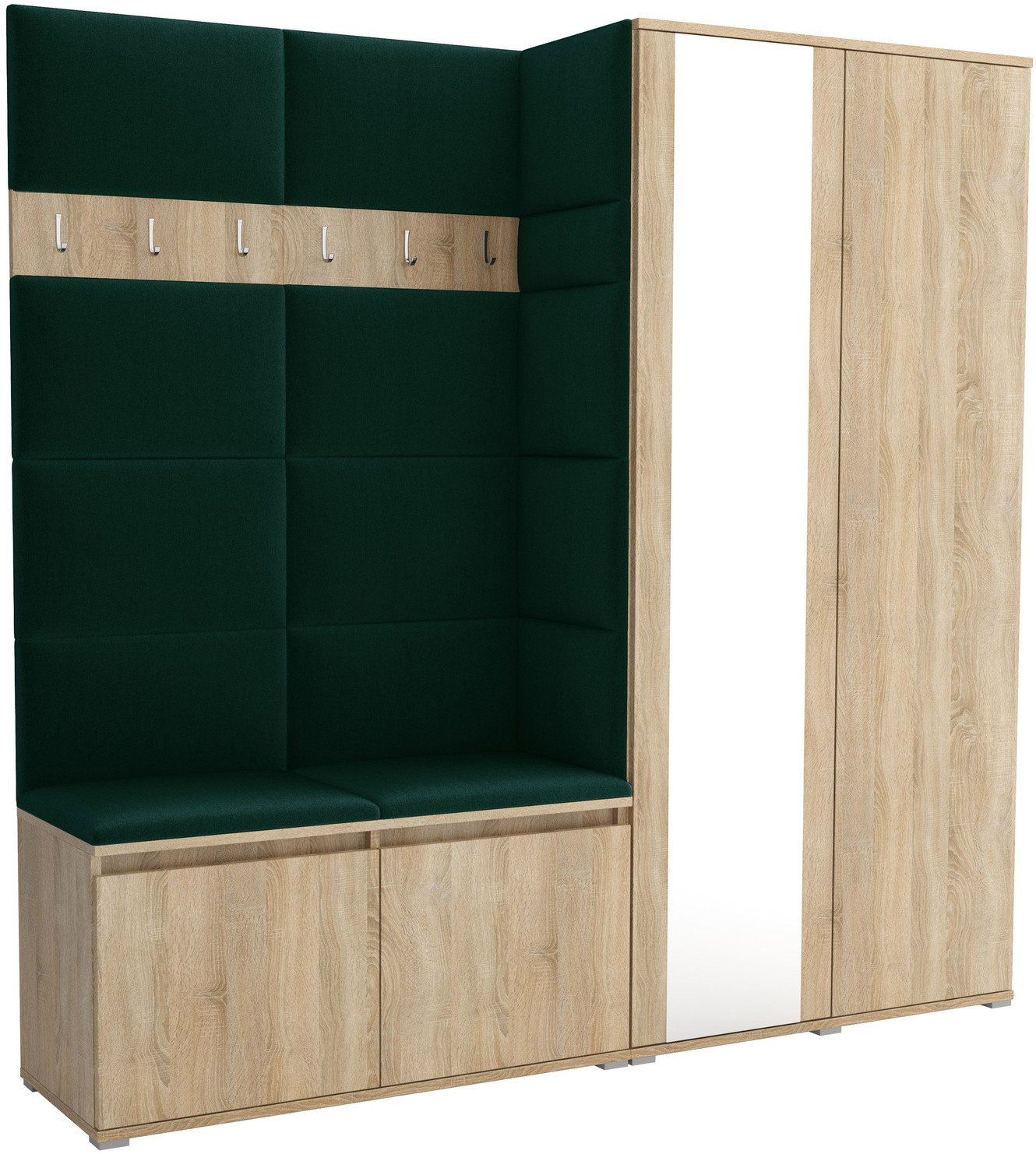 Tapicerowana garderoba Noris IV z lustrem - kolor sonoma + tkanina Trinity 28