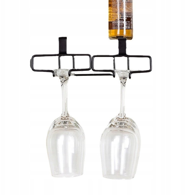 WIESZAK NA WINO Kieliszki PODWÓJNY Czarny Mat STAL