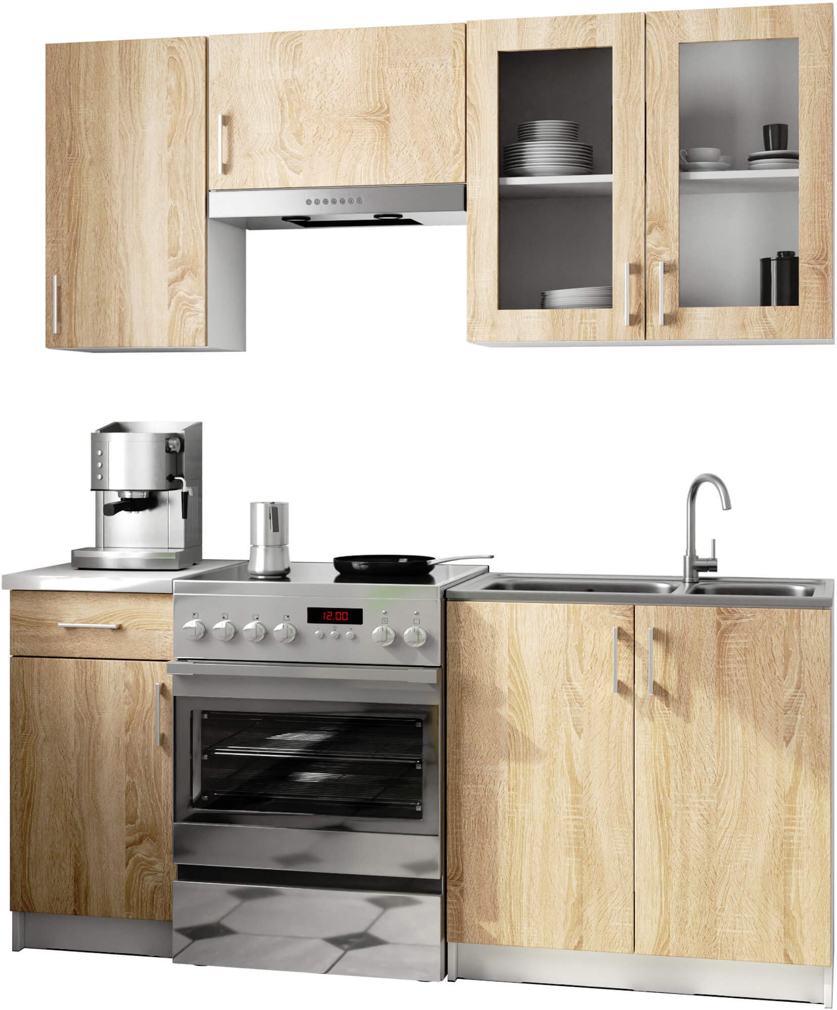 ZESTAW KUCHENNY LIMA Z WITRYNĄ 1.8M H720 BIAŁY / DĄB SONOMA