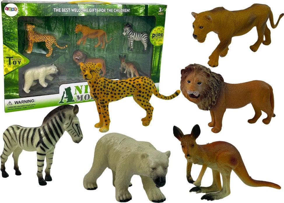 Figurka LeanToys Zestaw Figurek Afryka Dzikie Zwierzęta Kangur Zebra