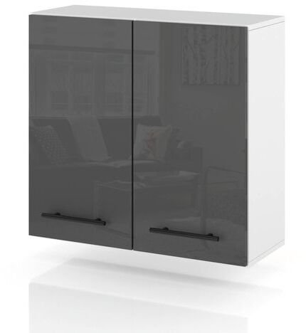 szafka kuchenna górna modułowa duża z uchwytami 80cm spremium szary połysk