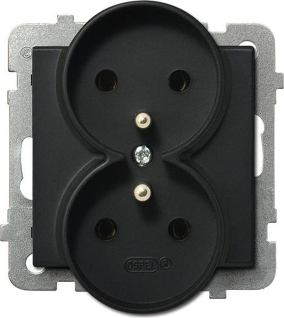 Ospel Ospel Sonata czarny - gniazdo podwójne (+0) do ramki GP-2RRZ/m/33