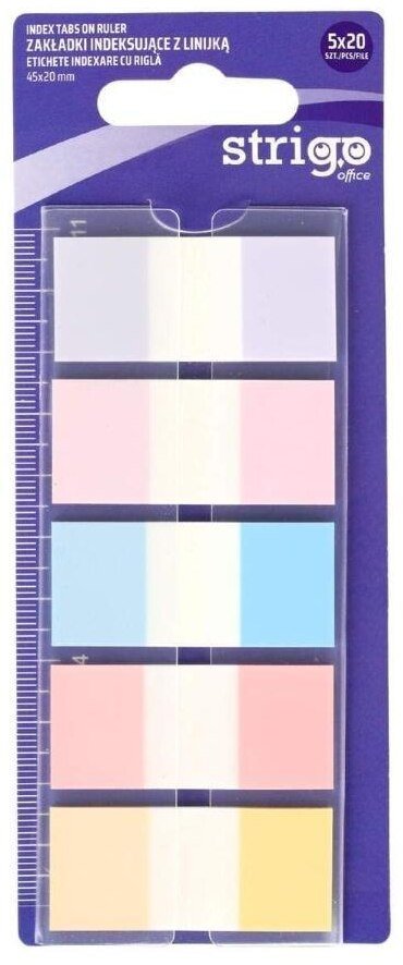 Zakładki indeksujące z linijką 45x20 5kol 100K
