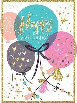 Karnet B6 Urodziny - Balony brokat