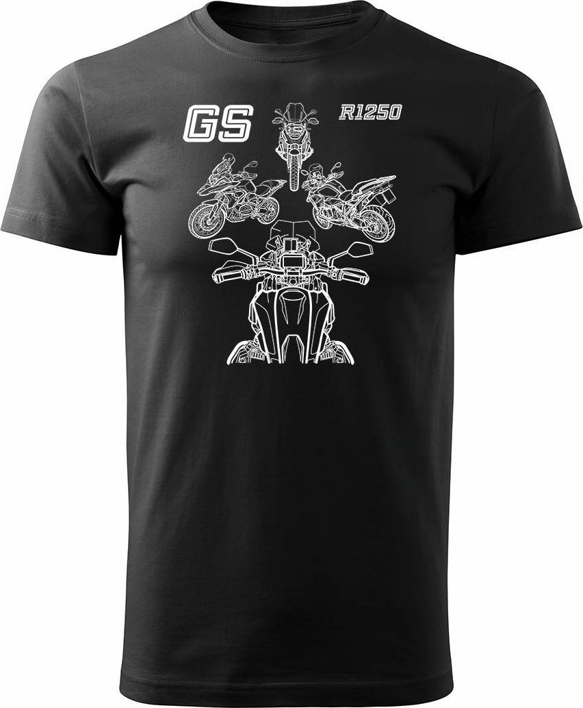 Topslang Koszulka motocyklowa z motocyklem na motor BMW GS 1250 ADVENTURE męska czarna REGULAR L