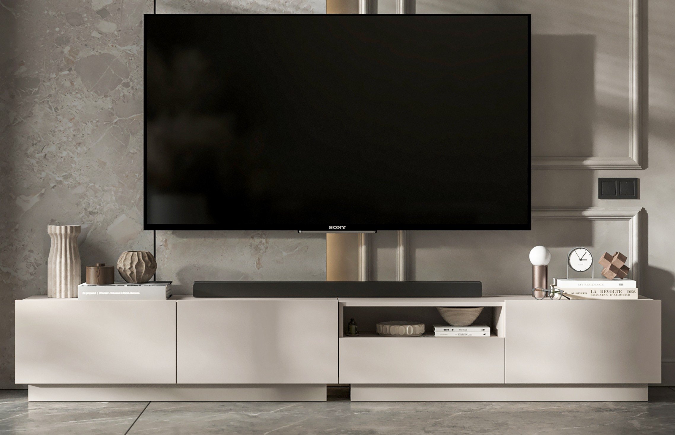 Szafka RTV Loft komoda RTV Loft stojąca / wisząca kaszmir mat szuflada 240 cm