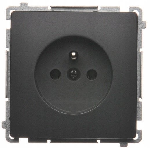 Simon Basic Gniazdo wtyczkowe z uziemieniem (moduł) 16A, 250V, zaciski śrubowe czarny BMGZ1.01/49
