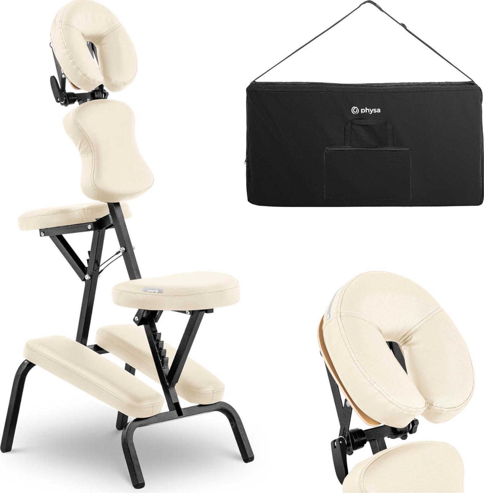 Physa Krzesło do masażu tatuażu przenośne składane Montpellier Beige do 130 kg beżowe Krzesło do masażu tatuażu przenośne składane Montpellier Beige d