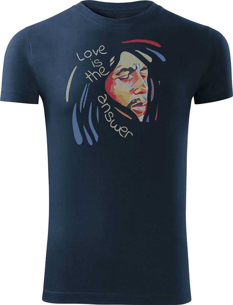 Topslang Koszulka reggae z Bobem Marleyem Bob Marley męska granatowa SLIM XL
