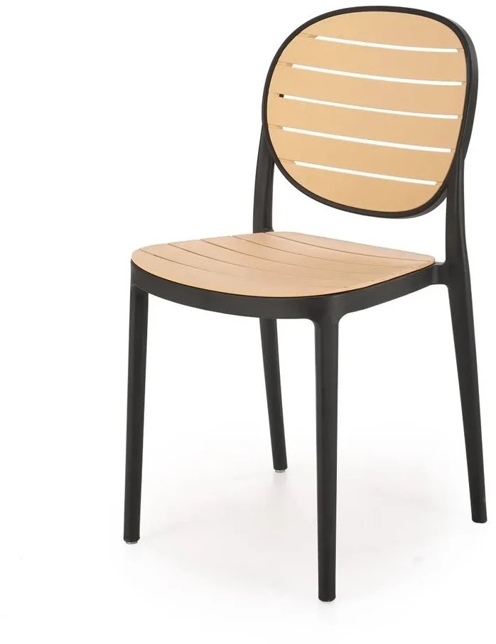 Krzesło K529 czarne/beżowe z tworzywa PVC HALMAR
