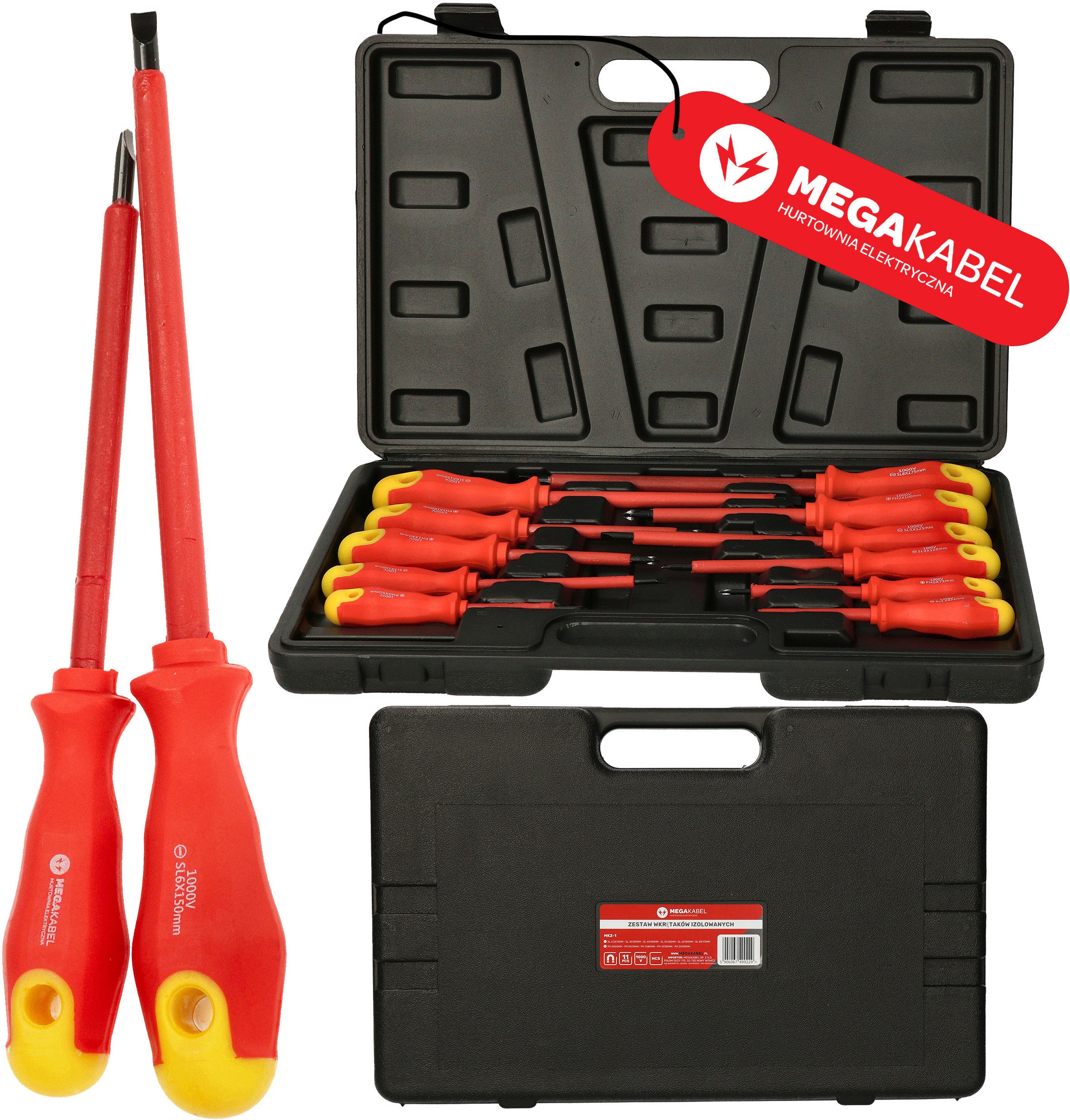 Zestaw śrubokrętów dla elektryków 1000V + walizka 11 sztuk TPR MEGAKABEL
