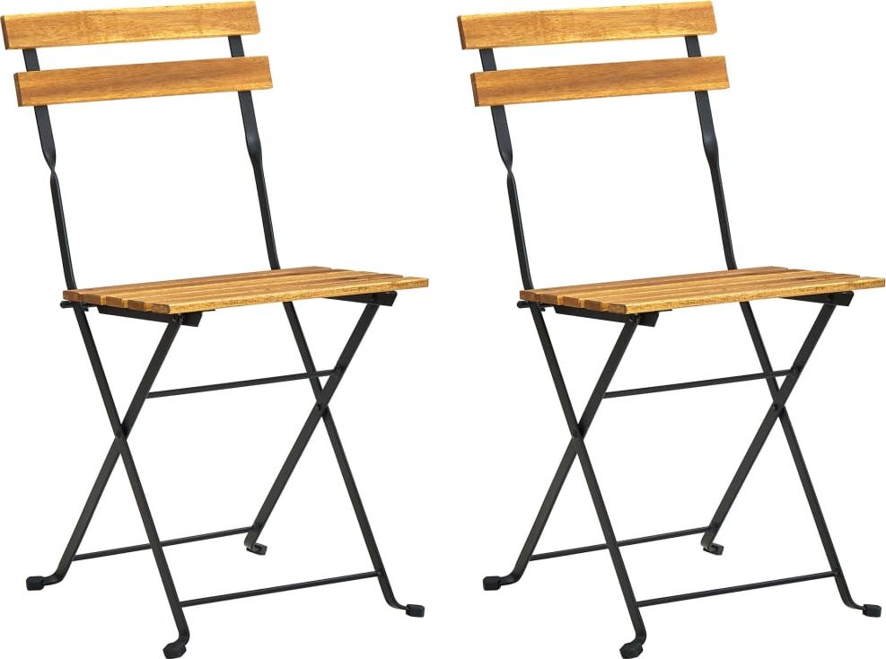 vidaXL Składane krzesła ogrodowe, 2 szt., stal i lite drewno akacjowe