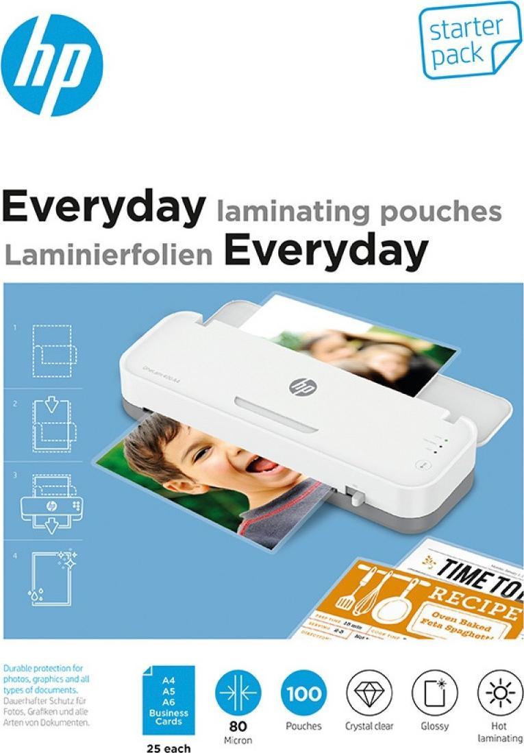 HP Folie laminacyjne Everyday, 25 x (A4, A5, A6, B-Card), 80 mic, 100 szt.