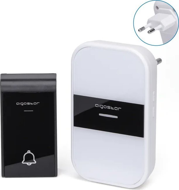 Aigostar Bezprzewodowy dzwonek do drzwi na prąd zmienny biały i czarny Bezprzewodowy dzwonek do drzwi na prąd zmienny biały i czarny