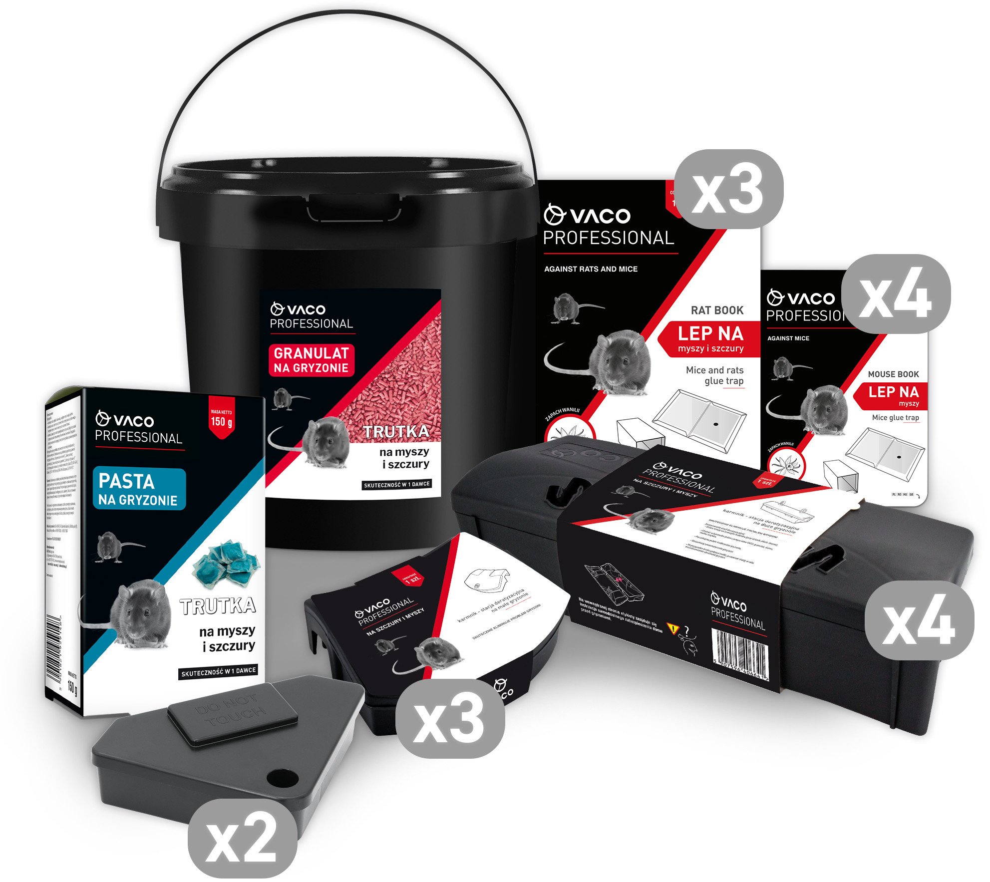 Zestaw Pułapek i Preparatów na Myszy i Szczury VACO PRO aż 17 produktów