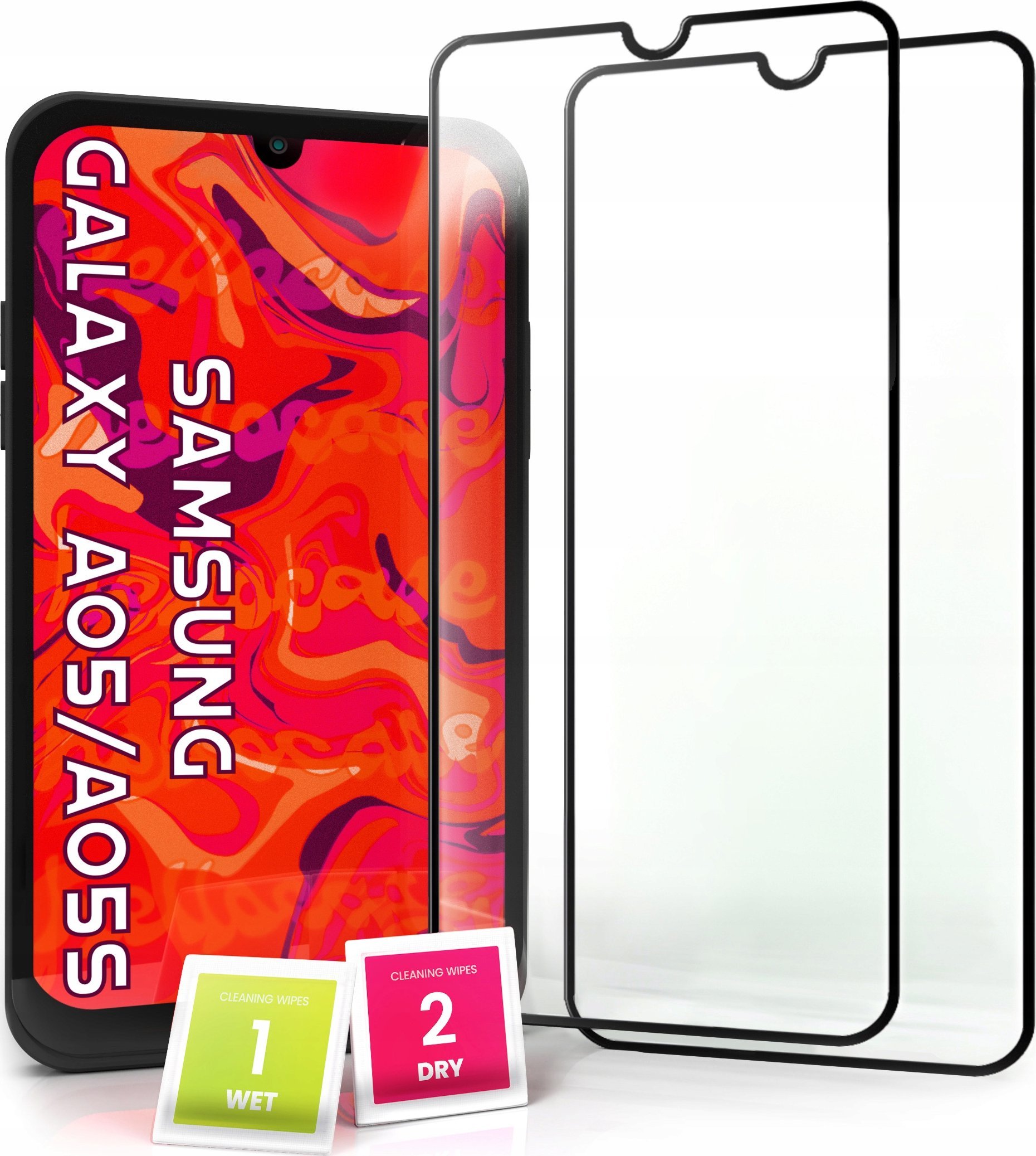 Hello Case 2-pak Szkło Hartowane do Samsung Galaxy A05 Ochronne Pełne Na cały ekran 5D