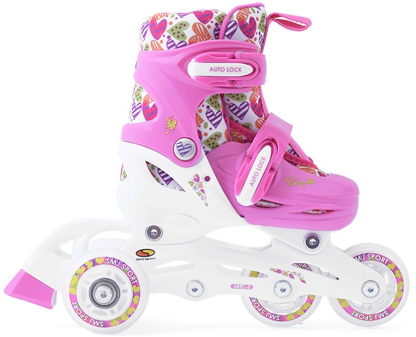 Rolki SMJ sport Hearts rekreacyjne regulowane różowe białe r. 26-29