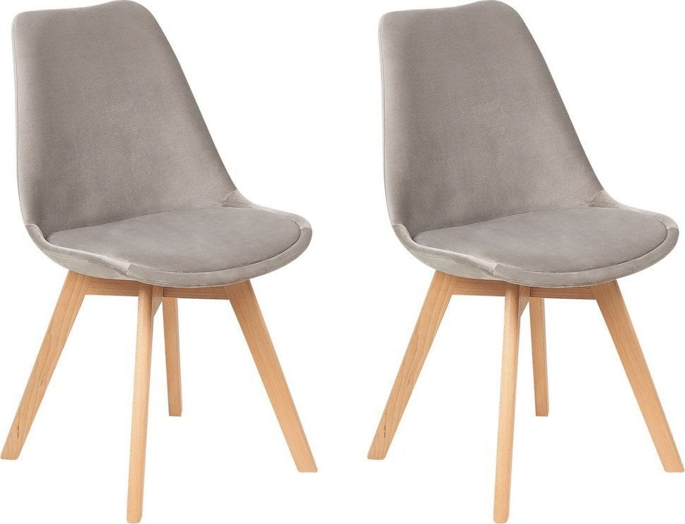 Beliani Zestaw 2 krzeseł do jadalni welurowy beżowoszary DAKOTA II