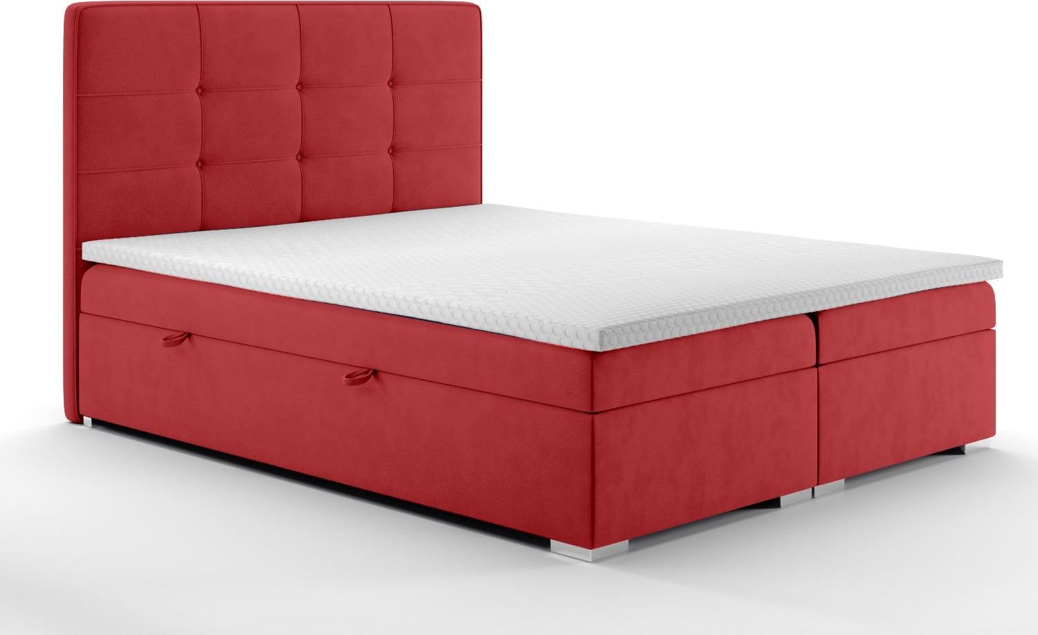LAVERTO Łóżko kontynentalne TUTO 140x200 bordowe velvet z pojemnikiem