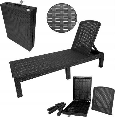 kontrast Leżak ogrodowy basenowy regulowany PCV walizka 187x60x29cm czarny