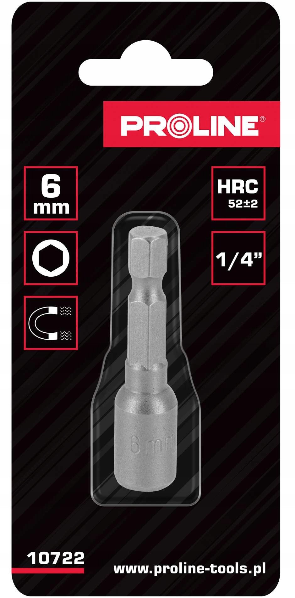 KOŃCÓWKA Z NASADKĄ MAGNET.,1/4", 6-KĄT, 6MM, SZT.1 PROLINE