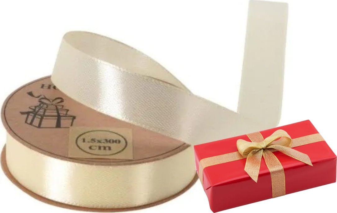 Koopman Wstążka prezentowa satynowa świąteczna 1,5cm x 3m 1 sztuka