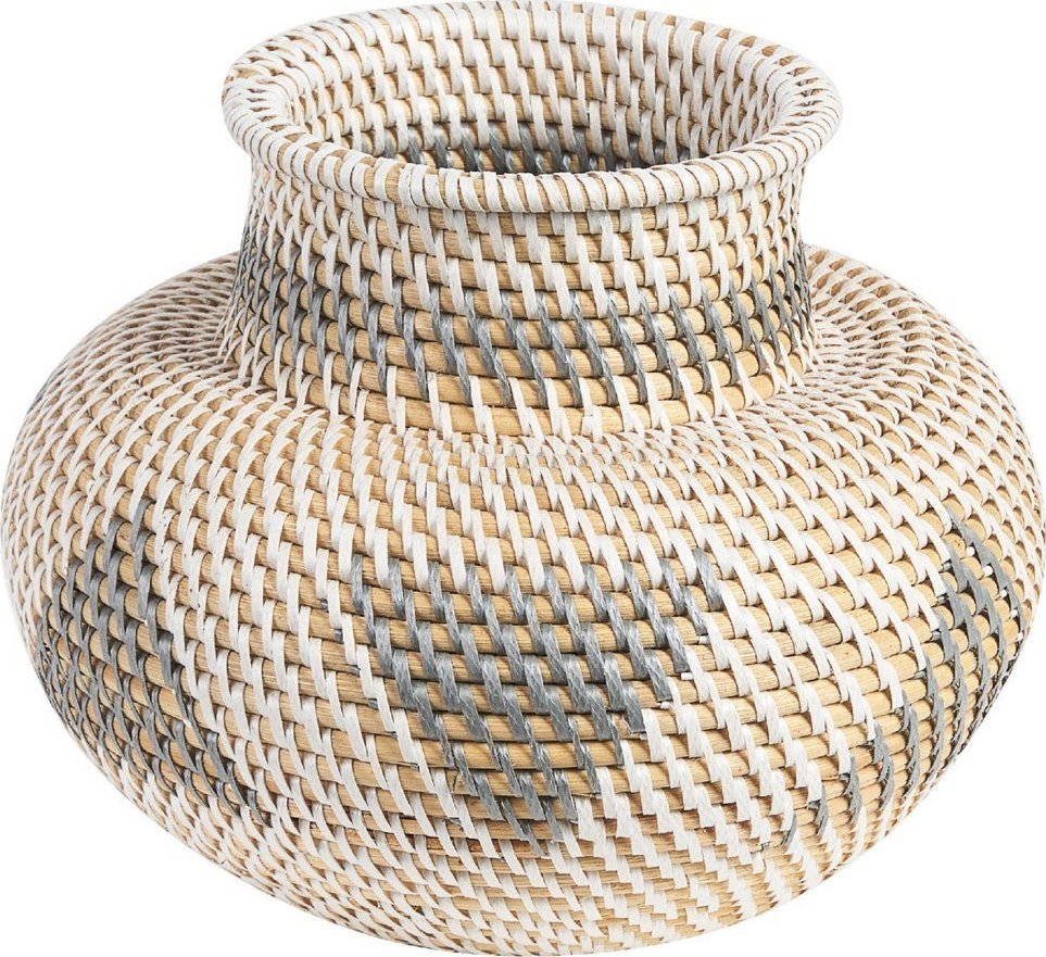 Beliani Wazon dekoracyjny rattanowy 22 cm biało-szary ASAHAN