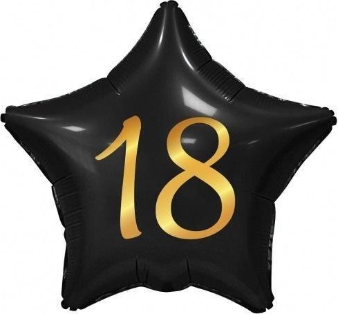 GoDan Balon foliowy B&C 18 gwiazda czarna nadruk złoty