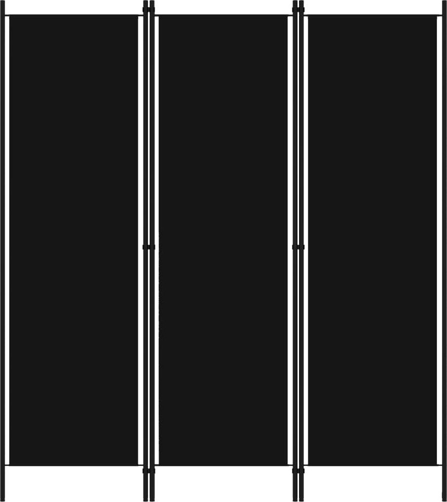 vidaXL Parawan 3-panelowy, czarny, 150 x 180 cm