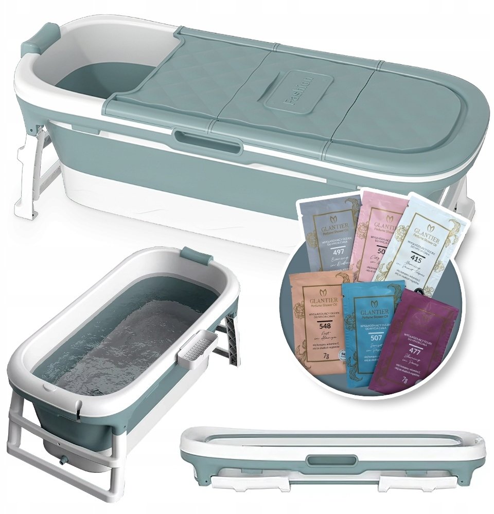 GoMedia Wanna Składana Silikonowa Niebieska Przenośna Kąpiel Domowe SPA 136cm