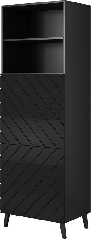 Cama Meble Witryna ABETO 60x40xH176,5 czarny/czarny połysk