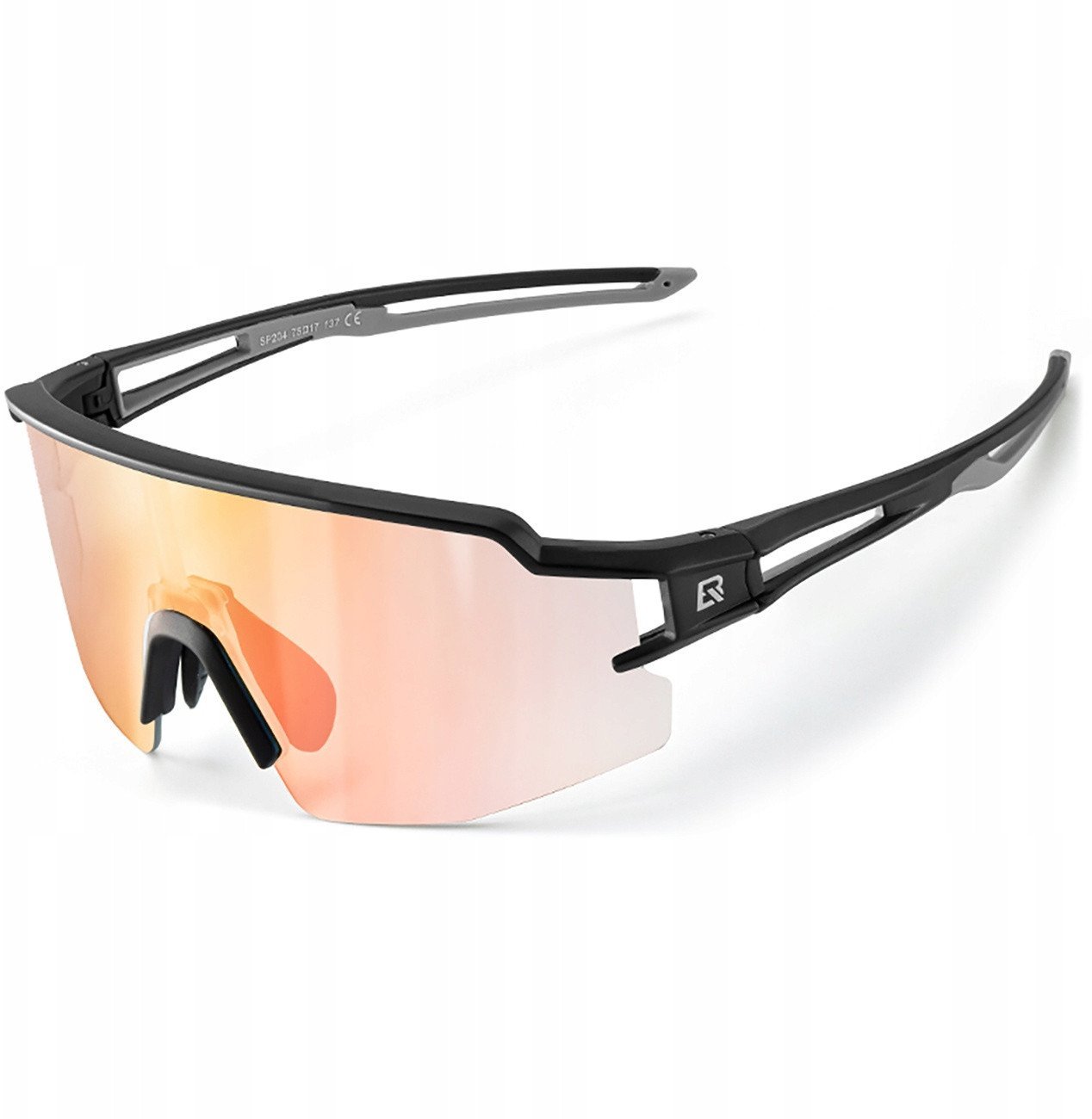 Okulary rowerowe Rockbros fotochromowe z ochroną UV i wkładką korekcyjną pomarańczowe szkła - czarne