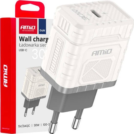 Ładowarka sieciowa Quick Charge GaN PD 30W USB-C AMIO-04285