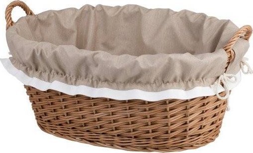 Kosz na pranie WickerPL Owalny wiklinowy kosz WANIENKA NA PRANIE kosz na zabawki Z OBSZYCIEM 60x44x23 cm