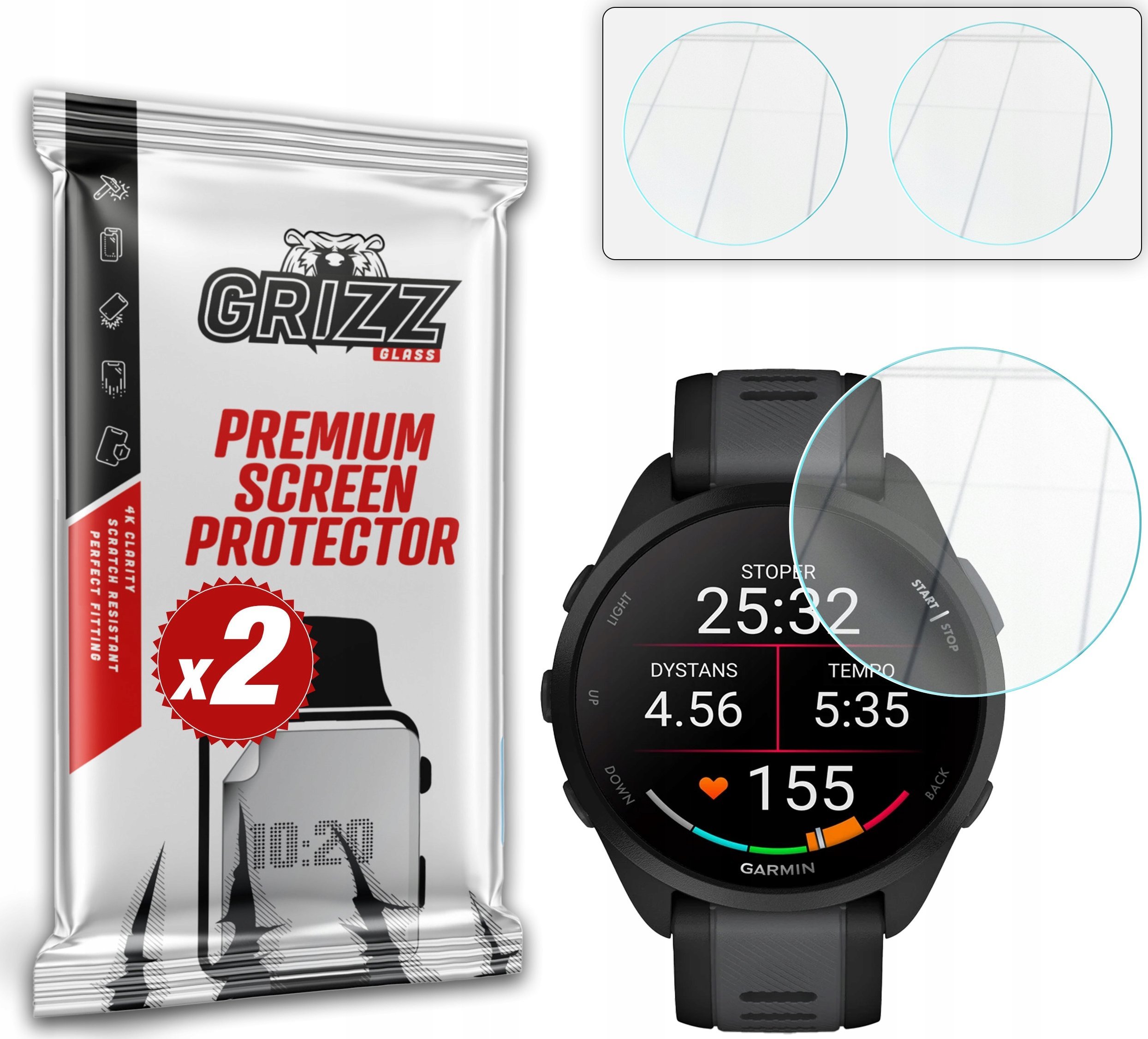 Szkło hybrydowe GrizzGlass HybridGlass do Garmin Forerunner 165