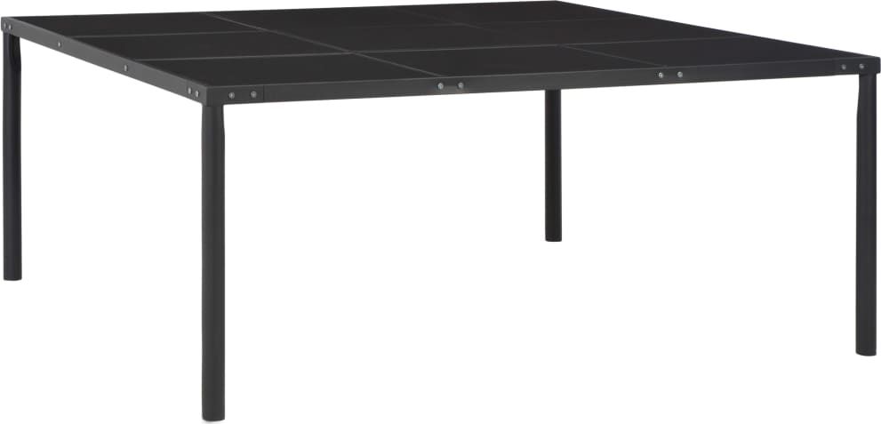 vidaXL Stół ogrodowy, czarny, 170x170x74,5 cm, stal i szkło