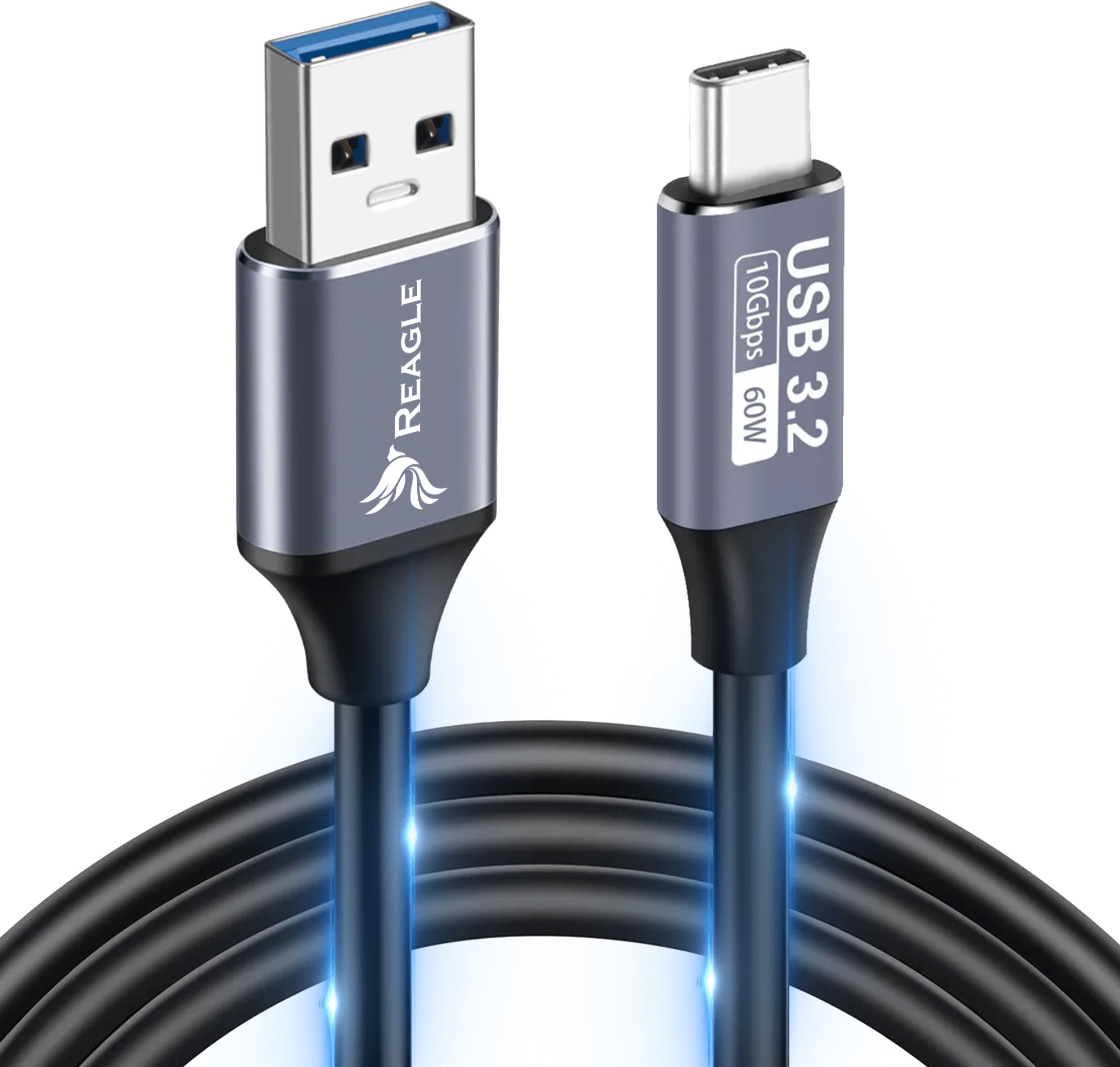 Reagle KABEL PRZEWÓD USB C 3M 3.2 Gen2 10Gbps SZYBKIE ŁADOWANIE PD 60W USB-A QC 4