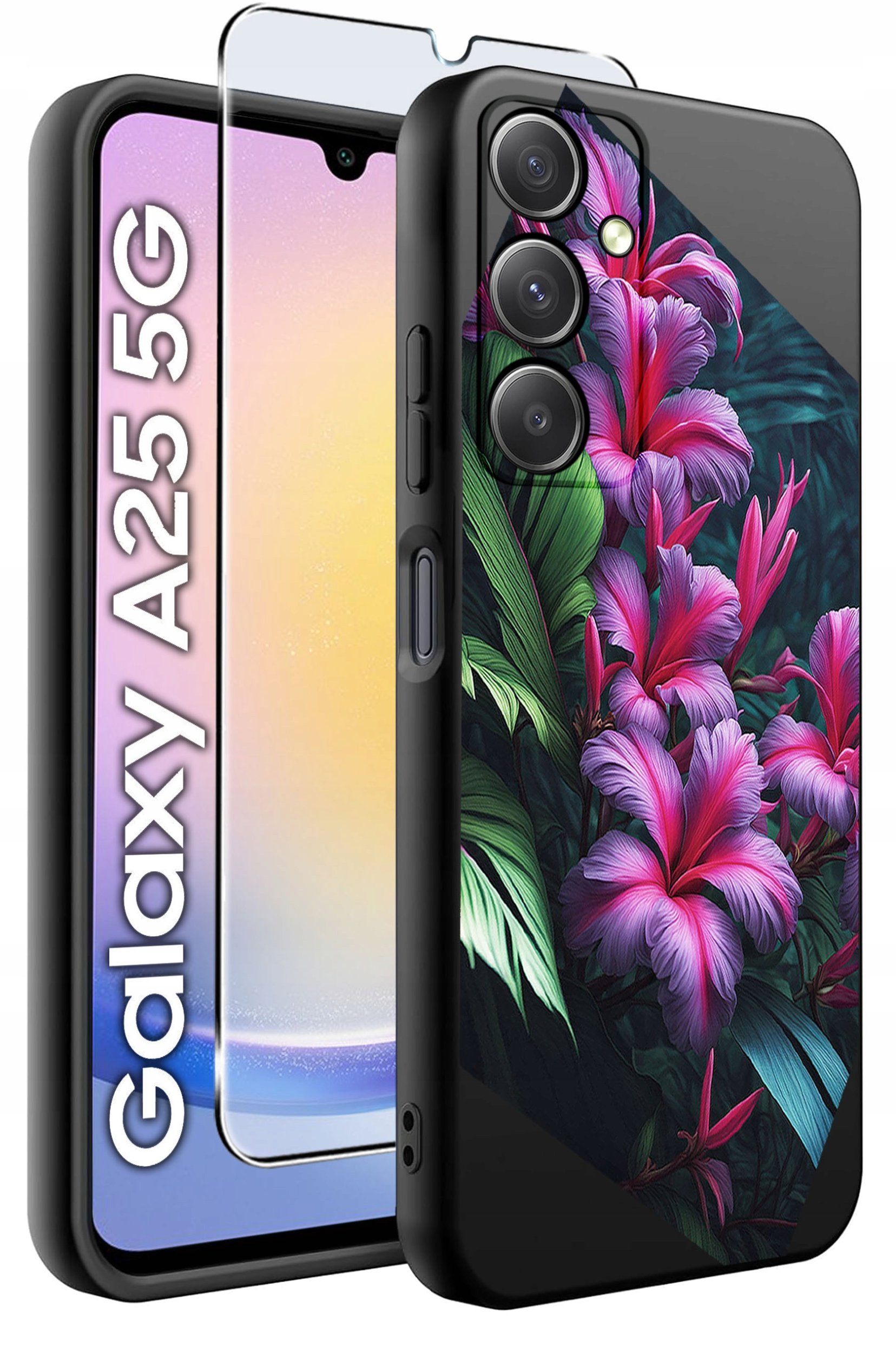 ETUI do Samsung A25 5G WZORY | SILIKONOWE MATT CASE + SZKŁO HARTOWANE 9H