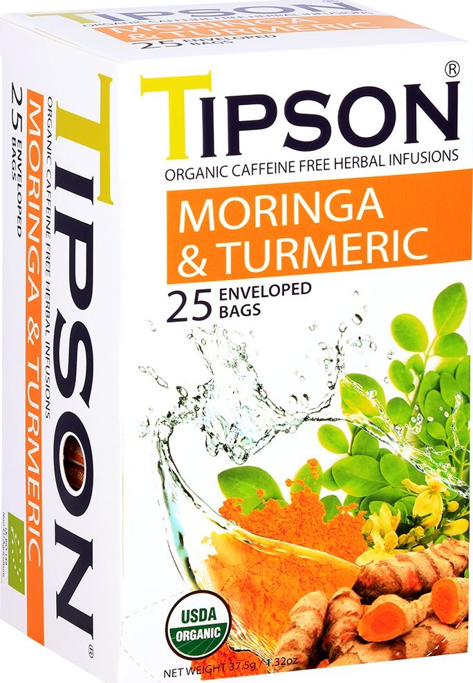 Tipson Tipson ORGANIC MORINGA TURMERIC ziołowa herbata kurkuma organiczna - w kopertach 25 x 1,5 g