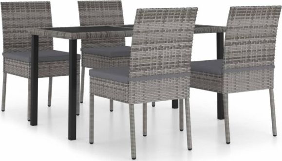 vidaXL 5-cz. zestaw mebli ogrodowych polirattan szary VidaXL