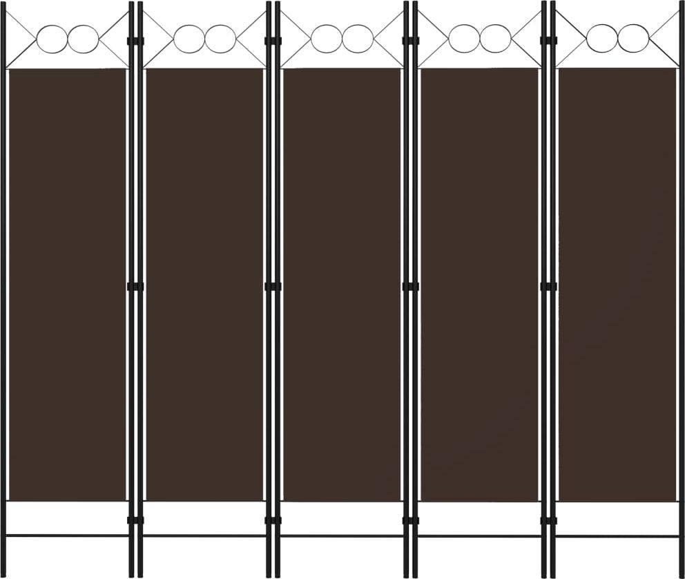 vidaXL Parawan 5-panelowy, brązowy, 200 x 180 cm